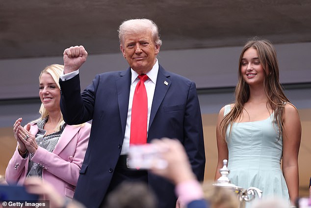 Trump and granddaughter Arabella Kushner attend the Men's Singles Final with Pam Bondi