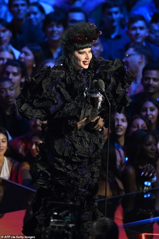 She went on to thank her fans known as the 'Little Monsters' before thanking her fiance Michael Polansky
