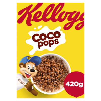 Kellogg's Coco Pops cereal box, 420g.