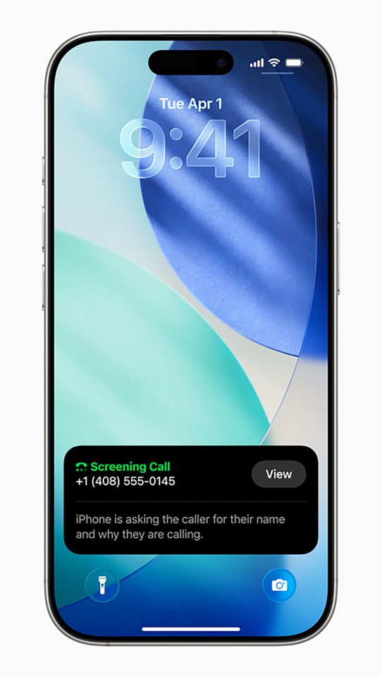 iPhone screen showing an incoming call being screened.