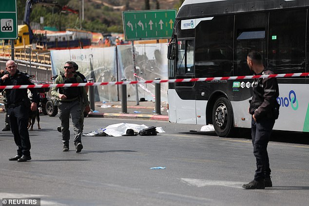 Israeli police at the scene of where the attack took place