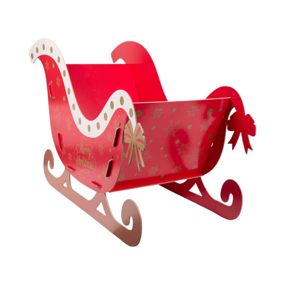 Red and gold Christmas sleigh.