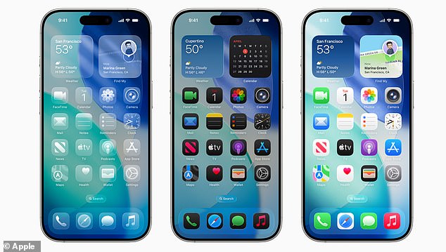 The iPhone 17 will be the first Apple device built for the new Liquid Glass display on iOS 26 (pictured). This visual redesign turns app icons into translucent bubbles