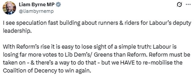 Former Cabinet minister Liam Byrne called for a remobilising of the 'Coalition of Decency'