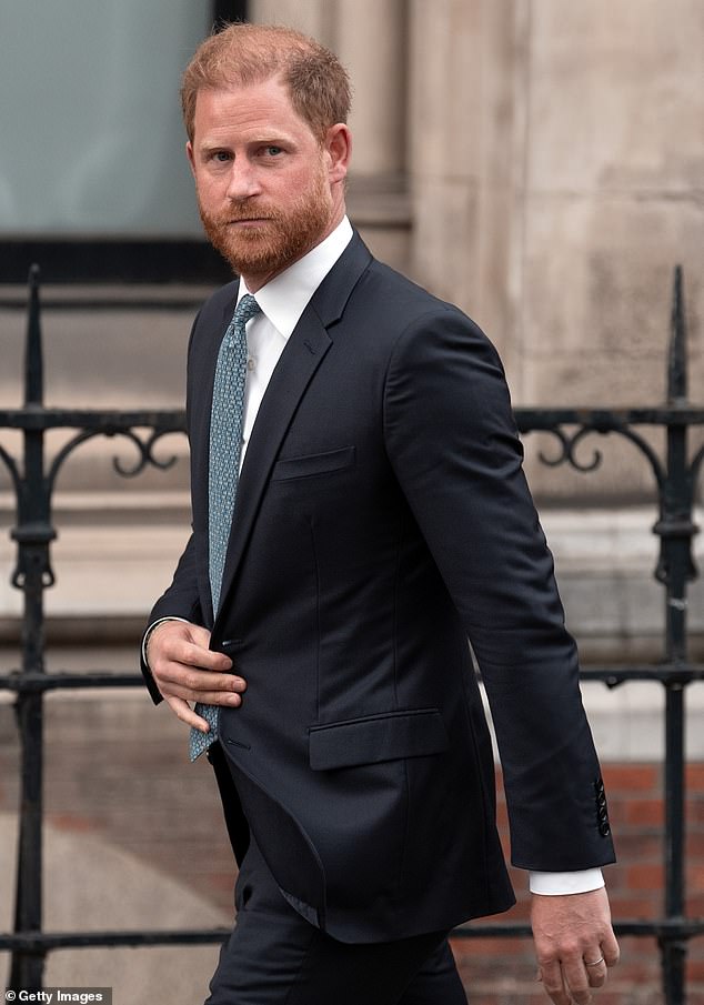 LONDON, ENGLAND - APRIL 8: Prince Harry, Duke of Sussex leaves the High Court on April 8, 2025 in London, England. Prince Harry arrived in the UK this morning to attend court for his appeal against the downgrading of his security detail for family visits to the UK. (Photo by Carl Court/Getty Images)