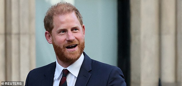 FILE PHOTO: Britain's Prince Harry departs after attending court for his appeal against the rejection of his legal challenge to the British government's decision to take away his police protection when he is in Britain, outside the High Court in London, Britain, April 9, 2025. REUTERS/Isabel Infantes/File Photo