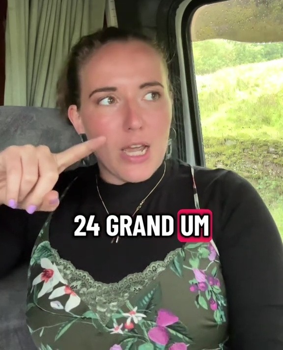Woman in van explains how she saved half her £24,000 salary.