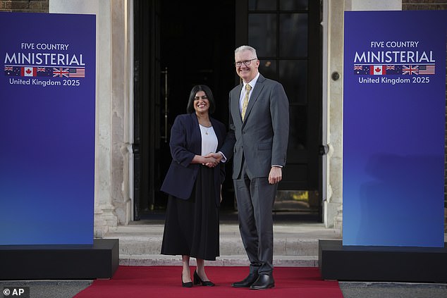 Ms Mahmood also posed with Australian Minister for Home Affairs Tony Burke ahead of the security alliance meeting