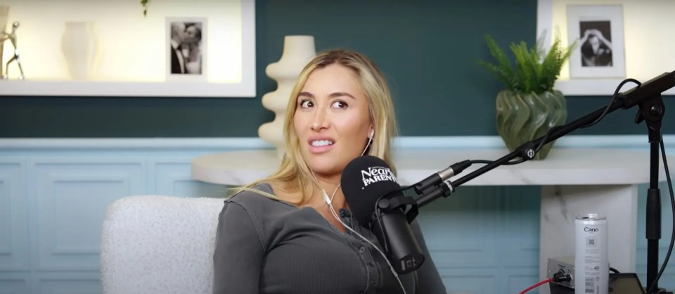 Screenshot of Sophie Habboo on a podcast, discussing Jamie Laing.