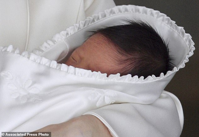 Prince Hisahito, pictured as a newborn, was born on September 6, 2006