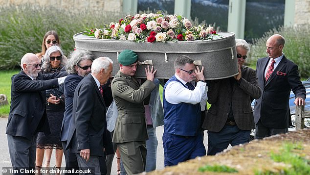 In his speech, son James Junior said: 'Dad had a kidney removed when he was first diagnosed and I visited him in hospital, and he only had strength to hold my hand'