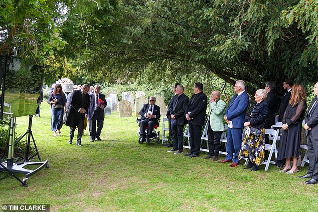 Mourners then moved onto a nearby hotel for a wake with Keith saying:'Thank you for coming James would have loved it,'