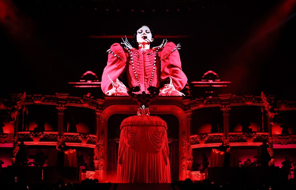 Lady Gaga performing on stage.