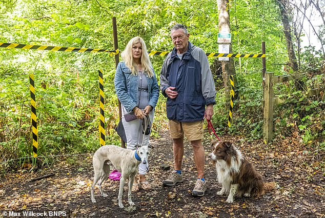 Jackie Bonham is pictured here with fellow campaigner Ian Cope and their dogs
