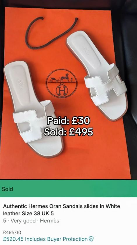 White Hermes Oran sandals, size 38 UK 5, sold for £495.