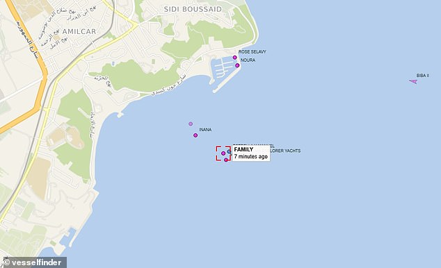 Map showing the last location of the Family Boat which Greta and other activists are travelling on