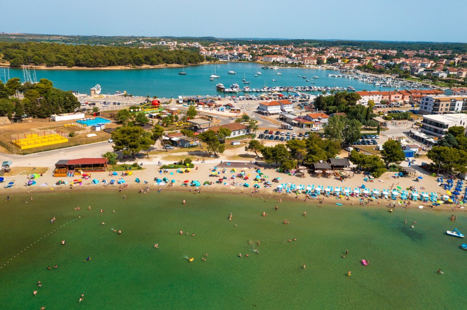 Aerial view of Medulin beach in Istra, Croatia.