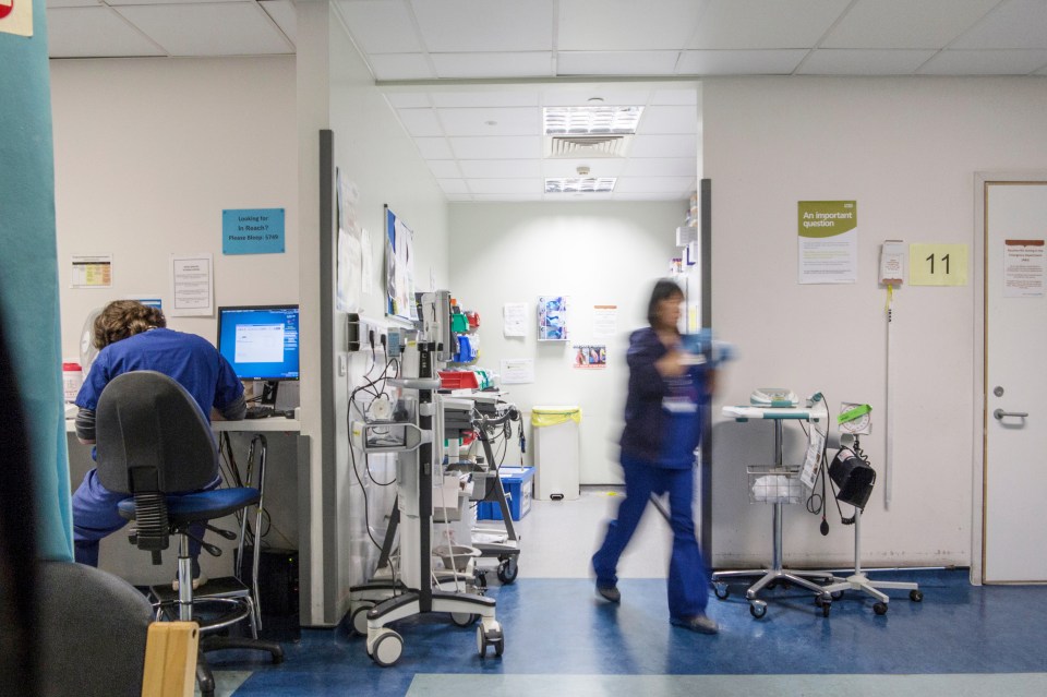 Busy hospital emergency ward with medical staff.