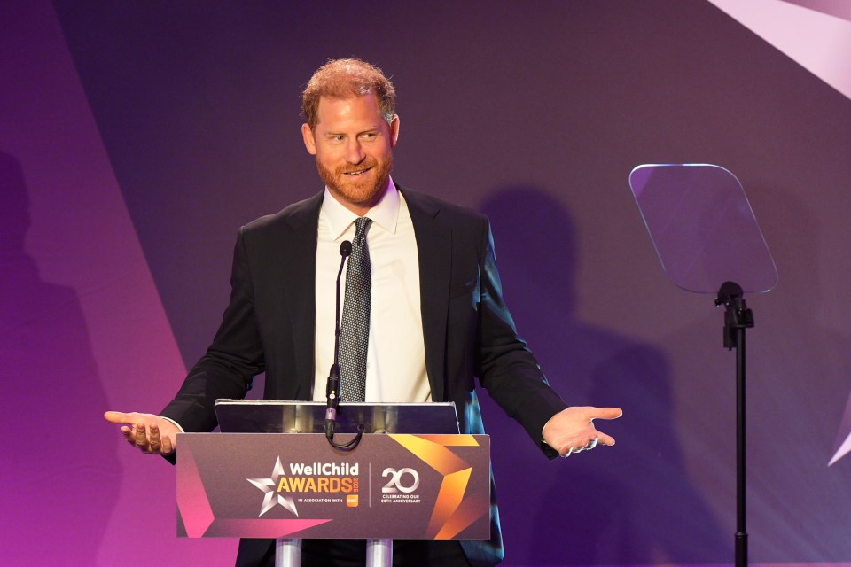 Prince Harry speaking at the WellChild Awards.