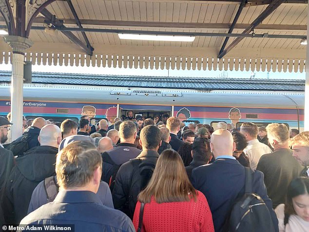 Commuters this morning packed onto trains at Clapham Junction in south London as the Tube strikes continue to cripple the city