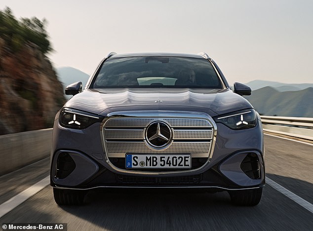 The GLC EV has the same classic proportions of a Mercedes midsize SUV, sculpted shoulders and pronounced wheel arches, and a redesigned chromed grill that's illuminated - a grill Mercedes says will 'redefine the face of the brand'