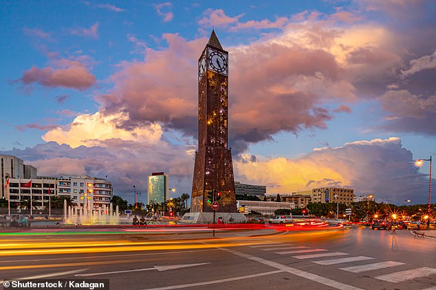 However, after they boarded the plane in Rome, they soon noticed they were heading for a completely different location - Tunis, the capital of Tunisia (pictured)