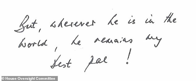 He calls Epstein his 'best pal' in the ten-page birthday message to Epstein