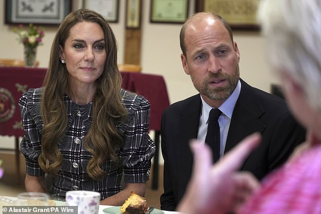 The Prince and Princess of Wales during a visit to the National Federation of Women's Institutes in Sunningdale, Berkshire, yesterday to mark the third anniversary Queen Elizabeth II's death