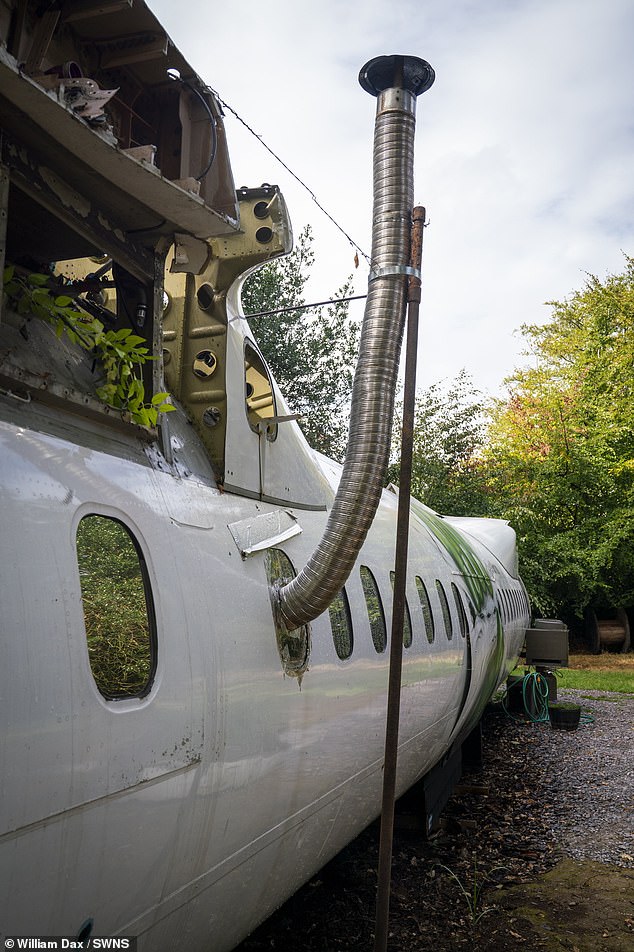 It has pieced together to resemble what has been called a 'marooned' scene in the countryside