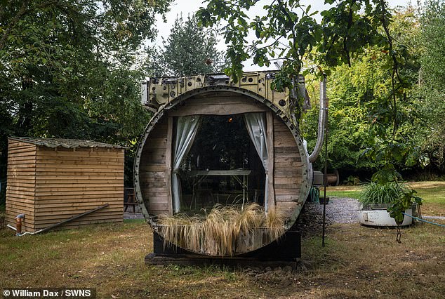 The broken-up plane was transported for five hours in a trailer before arriving in Somerset