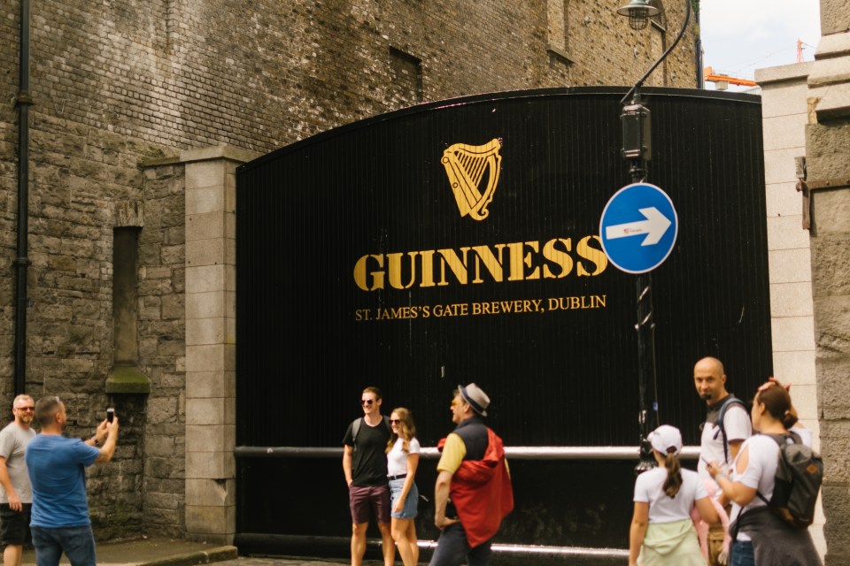 Tourists at the Guinness Brewery in Dublin.