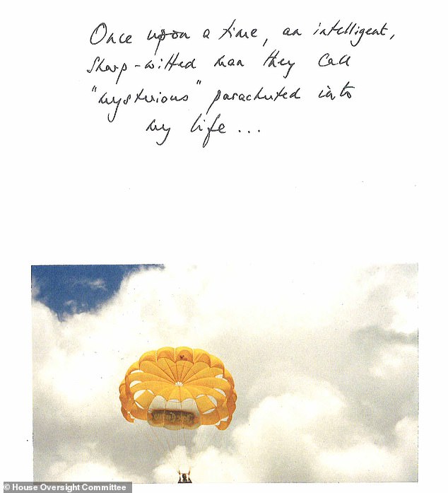 The first page of Lord Mandelson's ten-page birthday greeting to Jeffrey Epstein hails him as 'mysterious'