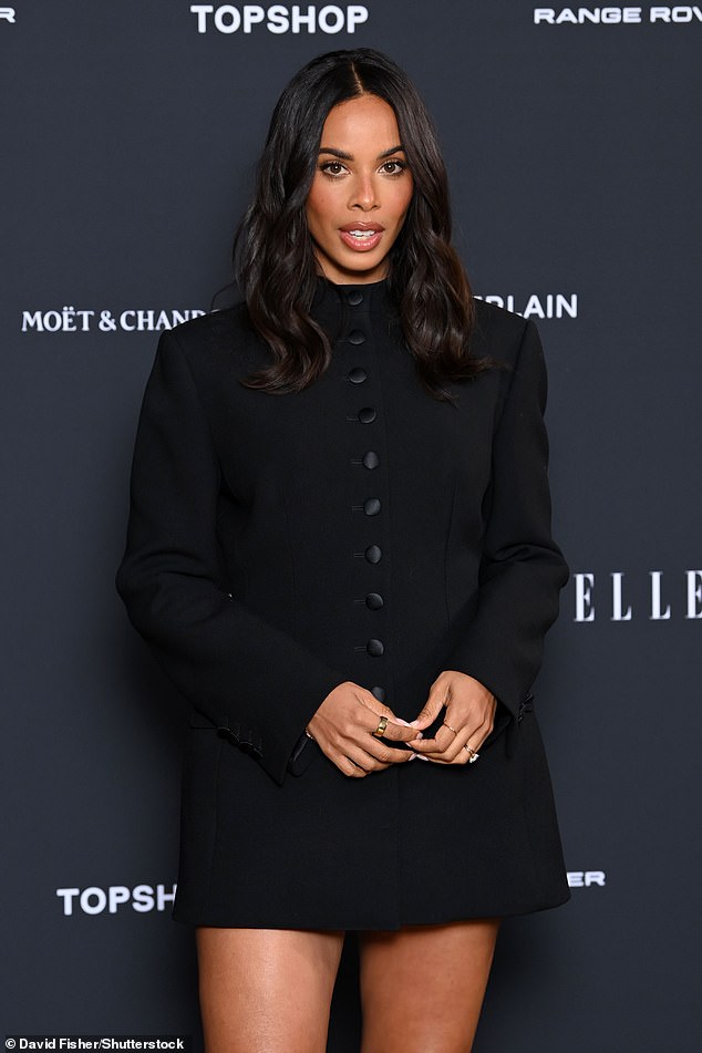 Rochelle turned heads in a black blazer mini dress which highlighed her toned pins
