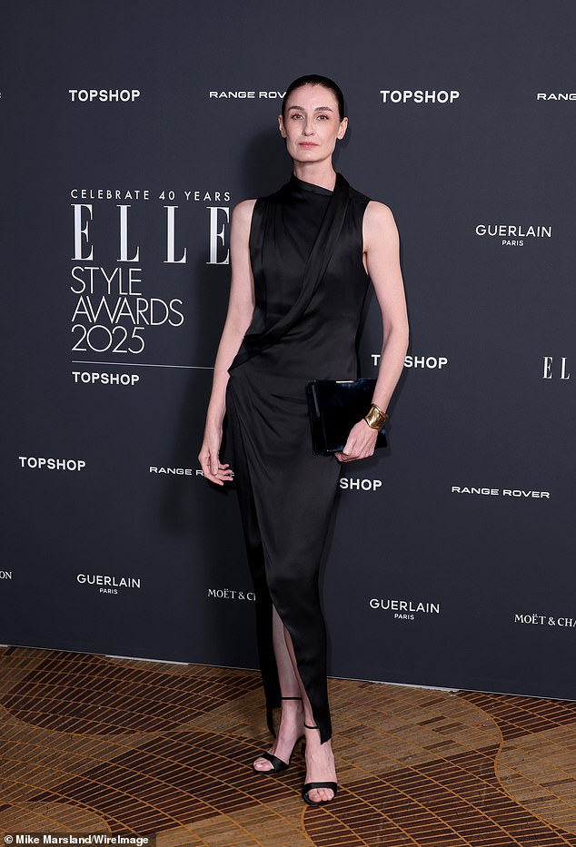 Also in attendance was model Erin O'Connor who looked sensational in a figure-hugging black dress with a leg split