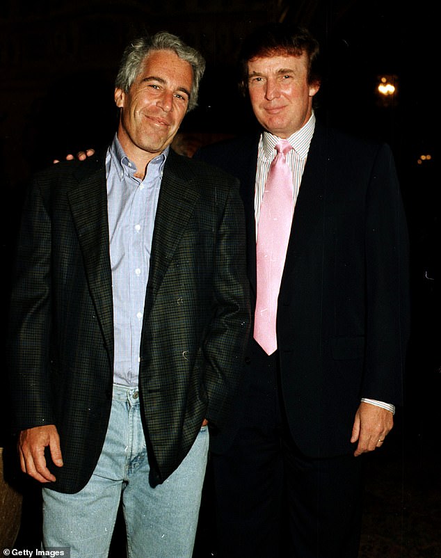 Jeffrey Epstein and Trump pose together at the Mar-a-Lago estate in Florida in 1997