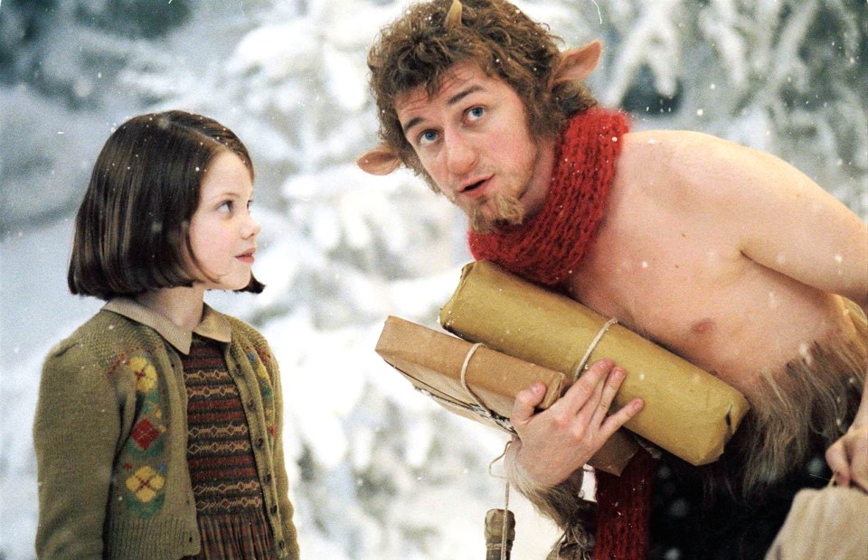 Georgie Henley and James McAvoy in *The Chronicles of Narnia: The Lion, the Witch and the Wardrobe*.