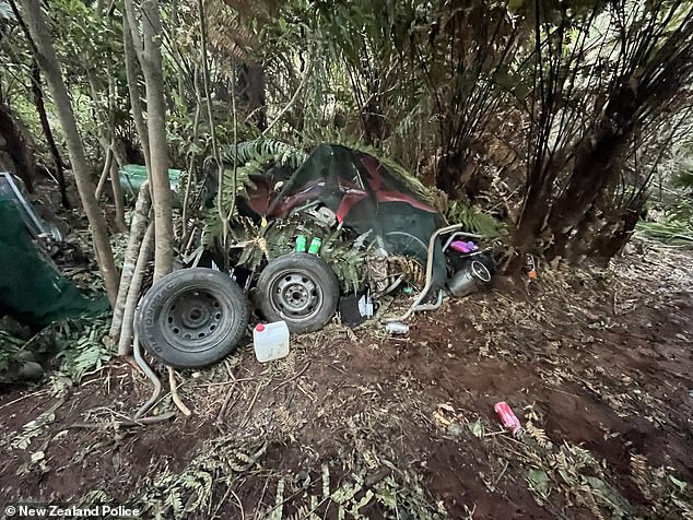 Pictured is the remote campsite where Maverick and Ember located on Monday afternoon, 2km from where their father Tom Phillips was shot dead by police 12 hours earlier