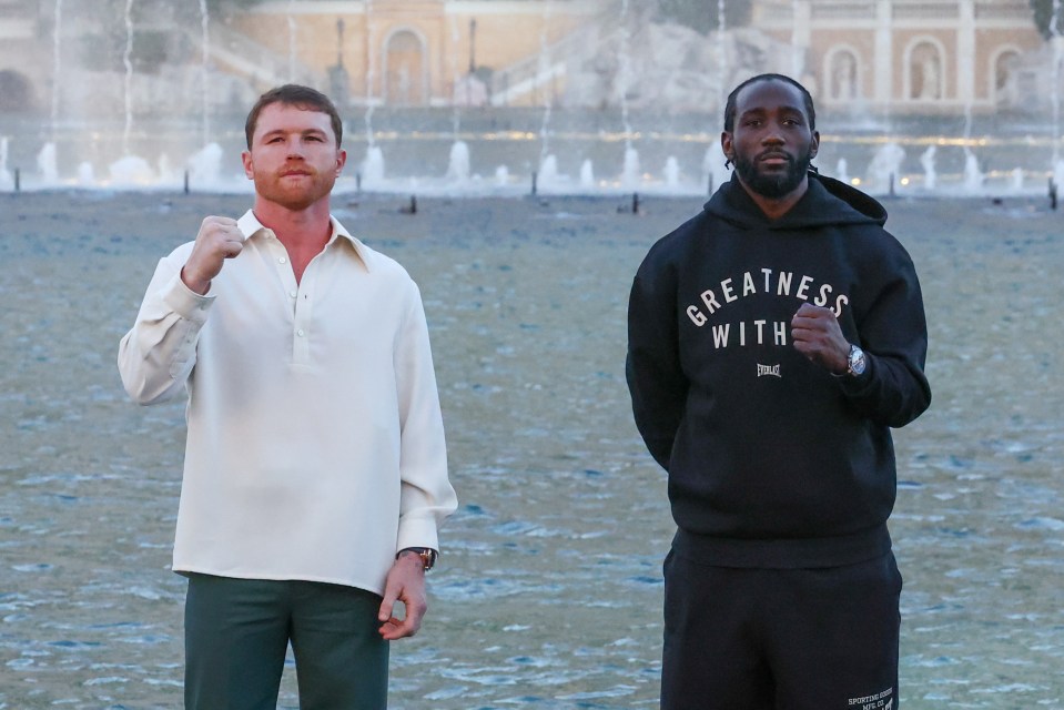 Saul "Canelo" Alvarez and Terence "Bud" Crawford posing together.