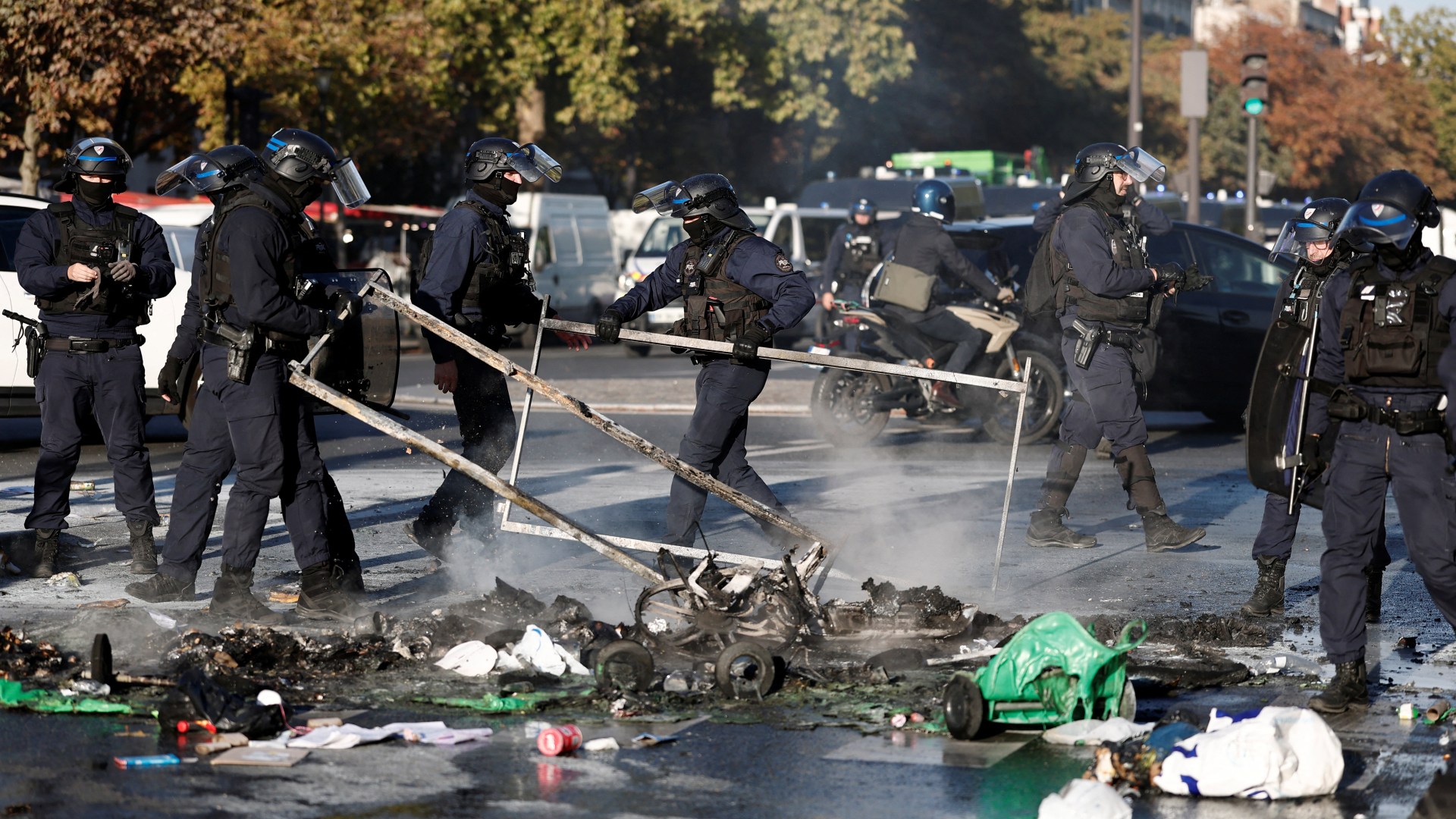 Paris carnage as riot cops clash with ‘Block Everything’ protesters while Macron’s government hangs by thread