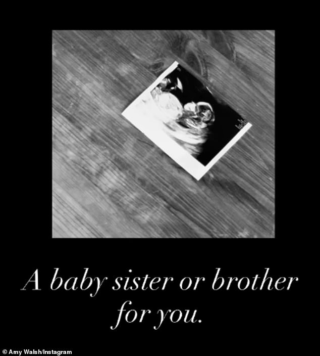 Amy penned alongside the post: 'Smith/Walsh baby 2.0 incoming 2026'