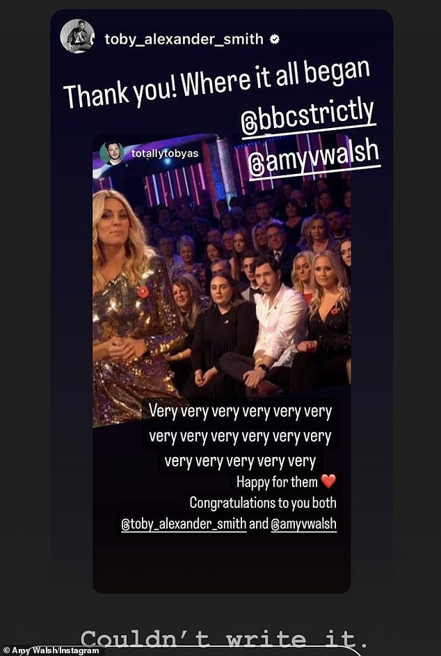 The couple previously praised Strictly for bringing them together in 2019, by sharing a screengrab of themselves sat together in the audience