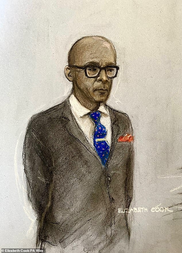A court artists' sketch of Blades during an earlier appearance at Worcester Crown Court last year