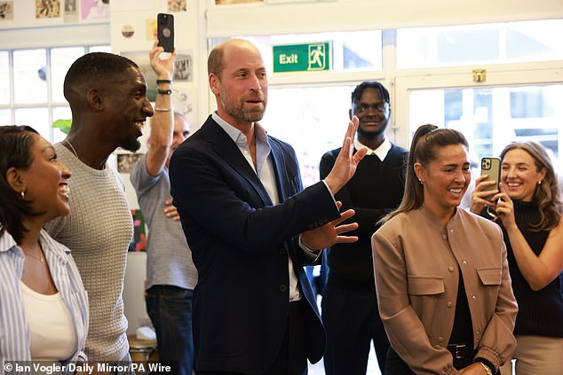 YESTERDAY: Prince William speaks during a visit to Spiral Skills in Lambeth, South London