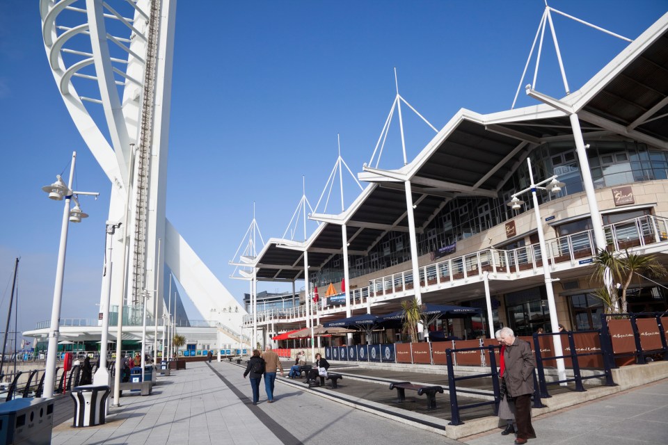 Gunwharf Quays, Portsmouth, UK, with the Spinnaker Tower in the background.