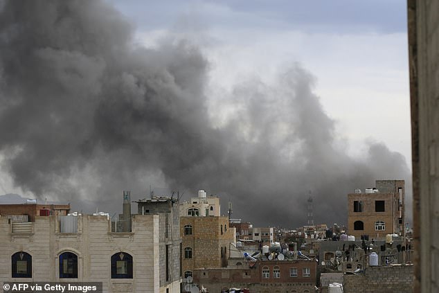 Smoke billows after Israeli strikes on Yemen's Houthi-held capital Sanaa on September 10, 2025