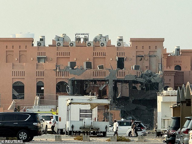 A damaged building, following an Israeli attack on Hamas leaders, according to an Israeli official, in Doha, Qatar, September 9