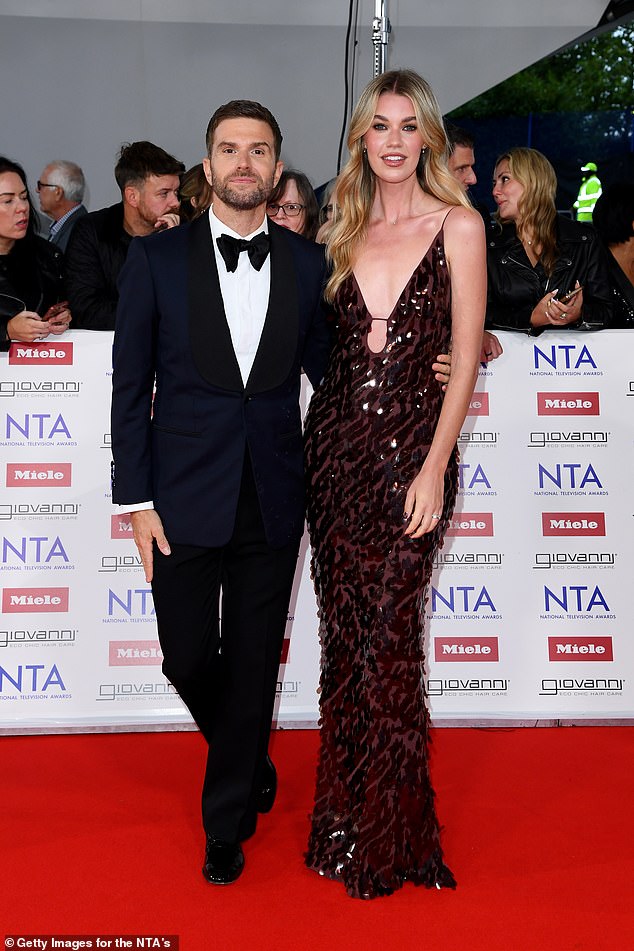 Stars flocked to London for the annual ceremony, with Joel Dommett back to front the awards (pictured with wife Hannah Cooper-Dommett)