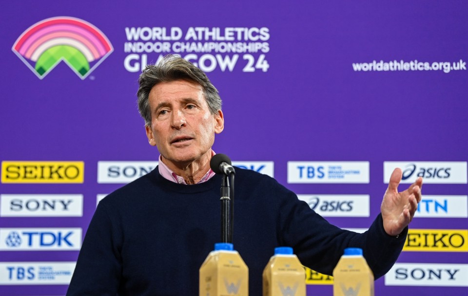 Seb Coe speaking at a press conference.