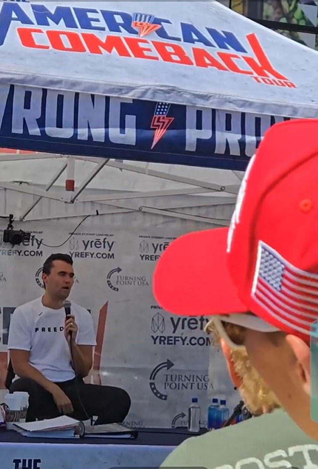 Known for his fierce pro-Trump stances, traditional values and lively debates at college campuses across the country, Kirk (pictured) was visiting UVU as a part of his American Comeback Tour