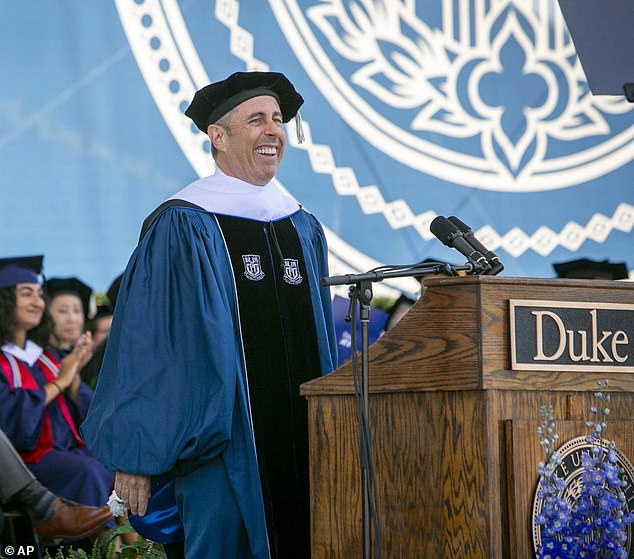 Seinfeld pictured at Duke's graduation ceremony in May of 2024 in Durham, North Carolina